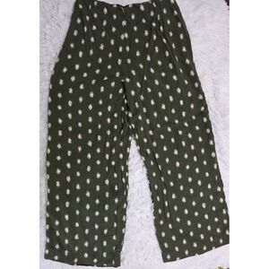 C est 1946 Palazzo Pants Hunter Green White Wide‎ Leg Size 12, 100% Rayon
